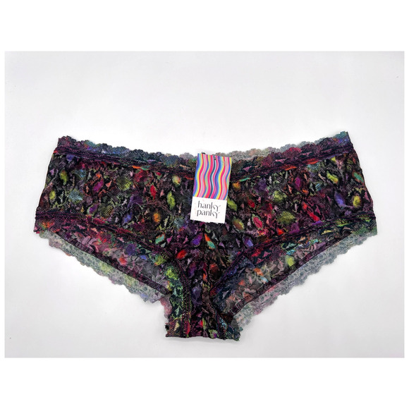 HANKY PANKY 'RAINBOA' STRETCH LACE MULTI ANIMAL PRINT BOYSHORT SIZE SMALL NEW! - Picture 1 of 7